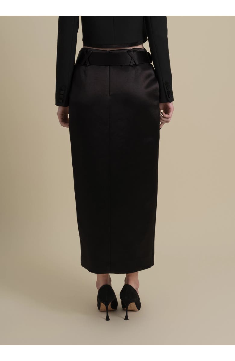 Contessa Mills Morgaine Mid-Rise Fluid Elegant Shiny Sateen Skirt, Alternate, color, Black