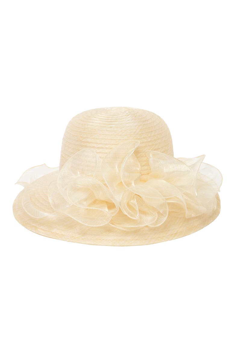 Chiffon Ruffle Hat, Main, color, IVORY