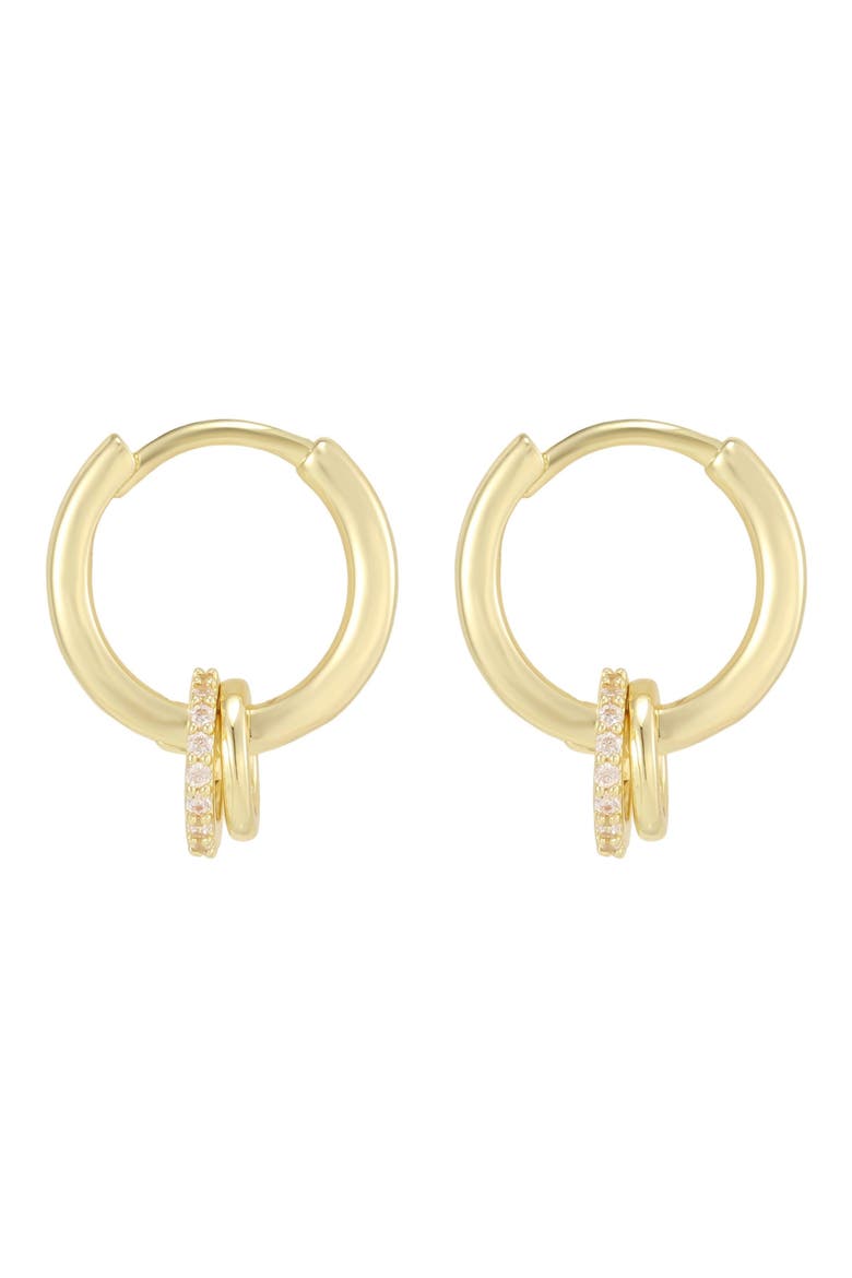 14k Gold Plated Detachable Cubic Zirconia Huggie Hoop Earrings, Alternate, color, GOLD
