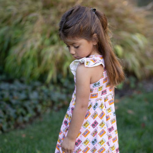 Worthy Threads Girls Racer Back Dress In Cassettes & Stars
