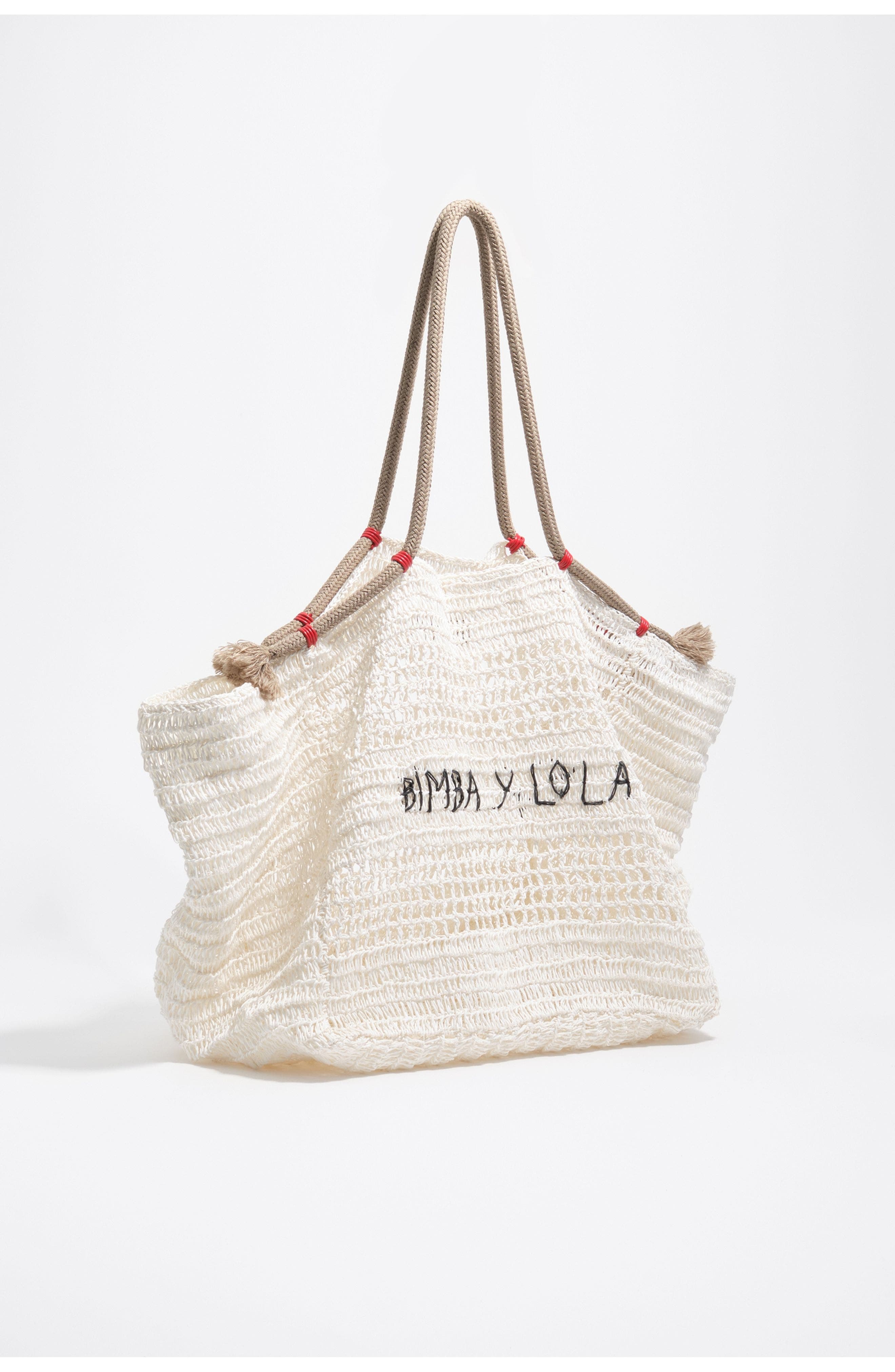 Bimba y Lola Large Paper Shoulder Bag, Main, color, White