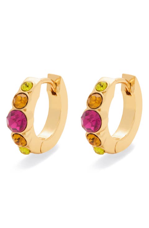 Stone Huggie Hoop Earrings