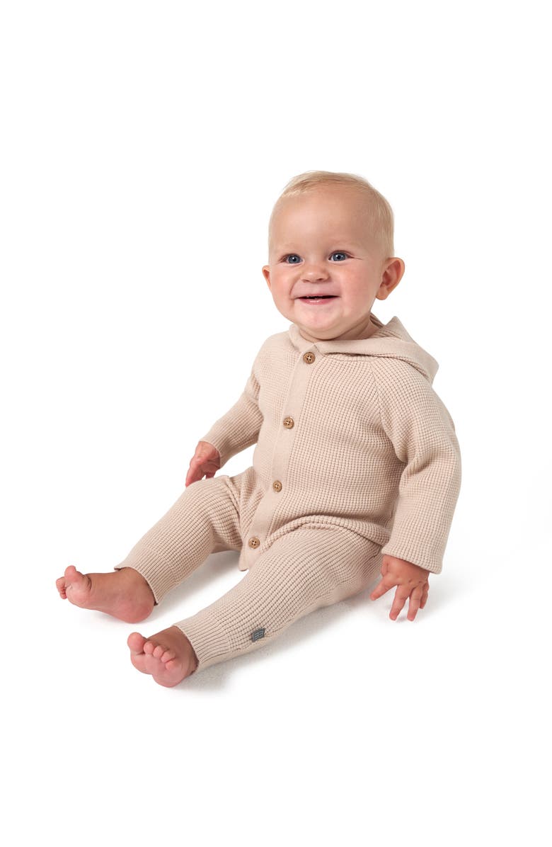 Modern Moments<sup>™</sup> by Gerber Hooded Sweater Romper, Alternate, color, Beige