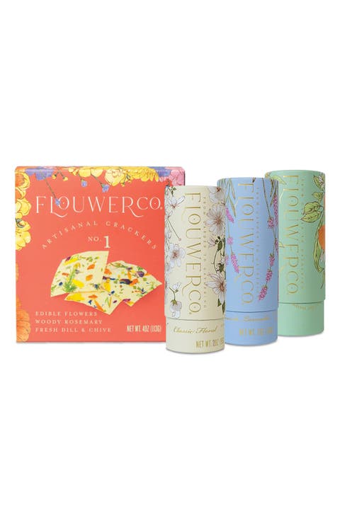 Artisanal Crackers, Garnishing Salt & Cocktail Cubes 4-Piece Set