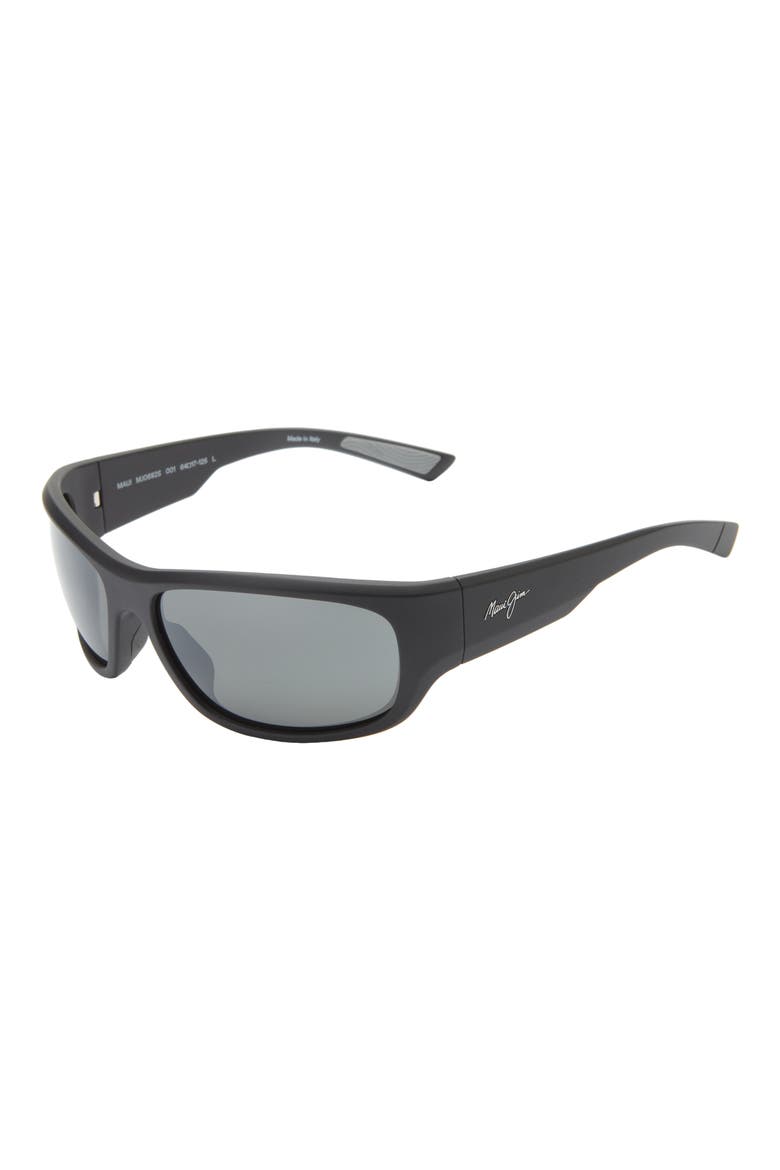 Mauklele 64mm PolarizedPlus2® Wraparound Rectangular Sunglasses, Alternate, color, BLACK