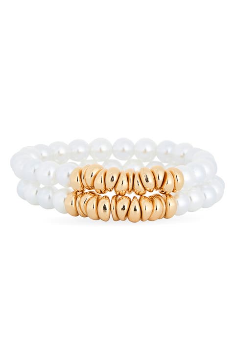 2-Pack Faux Pearl Stretch Bracelets