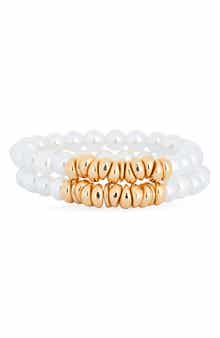 NORDSTROM RACK 2-Pack Faux Pearl Stretch Bracelets
