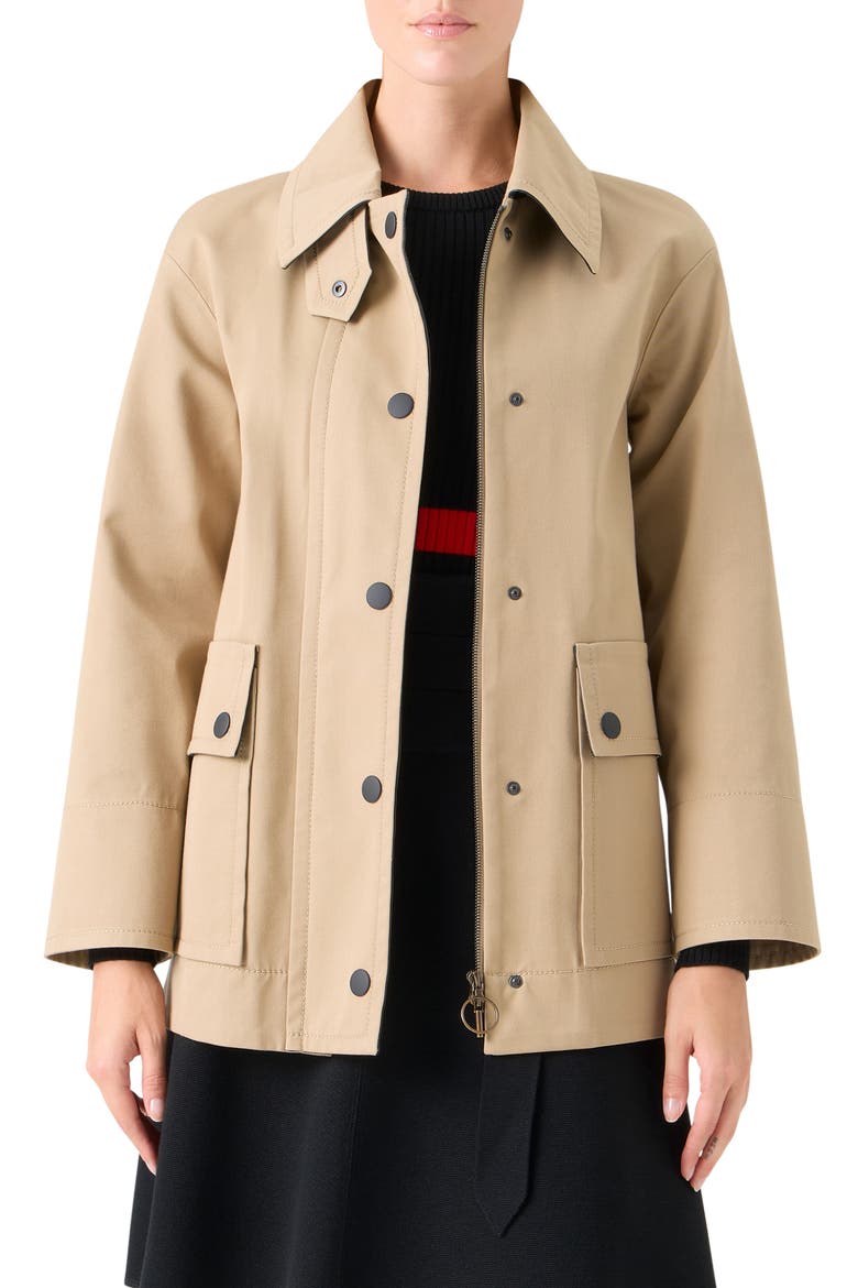 Water Resistant Jacket, Main, color, BEIGE-BLACK-RED