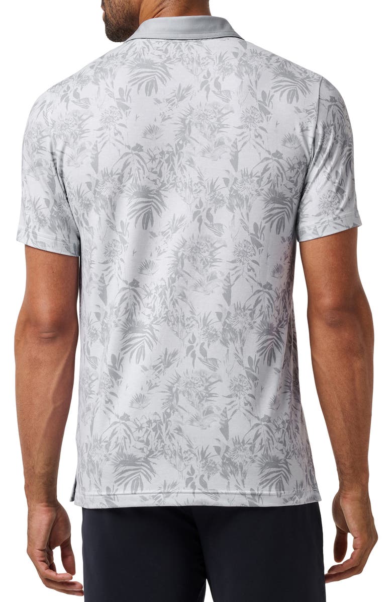 TravisMathew Featherweight Season Performance Floral Polo, Alternate, color, Heather Light Grey