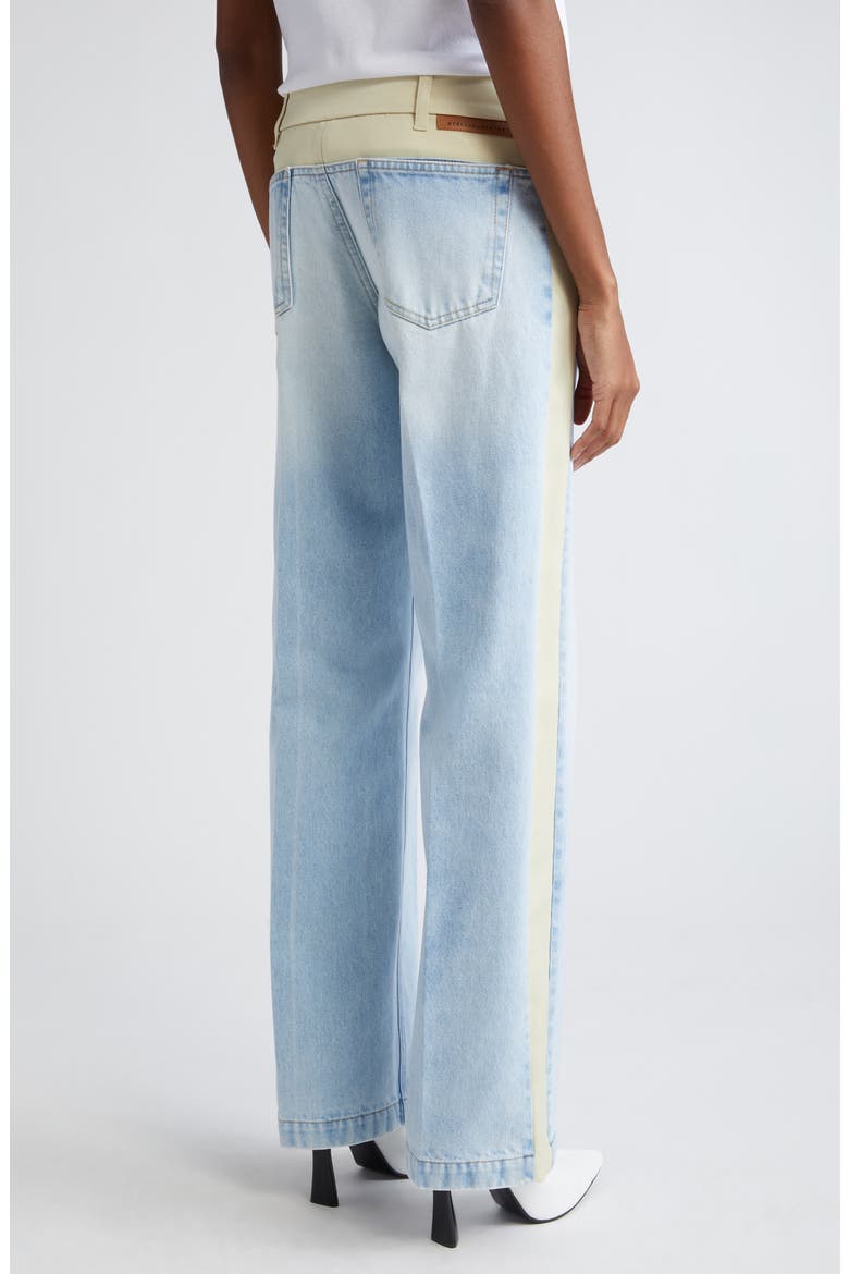 Two-Tone Mixed Media High Waist Straight Leg Jeans, Alternate, color, 4221 - LIGHT BLUE MIX FABRIC
