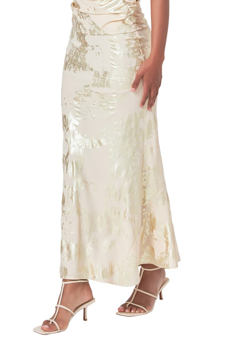 Foil Print Skirt, Alternate, color, IVORY