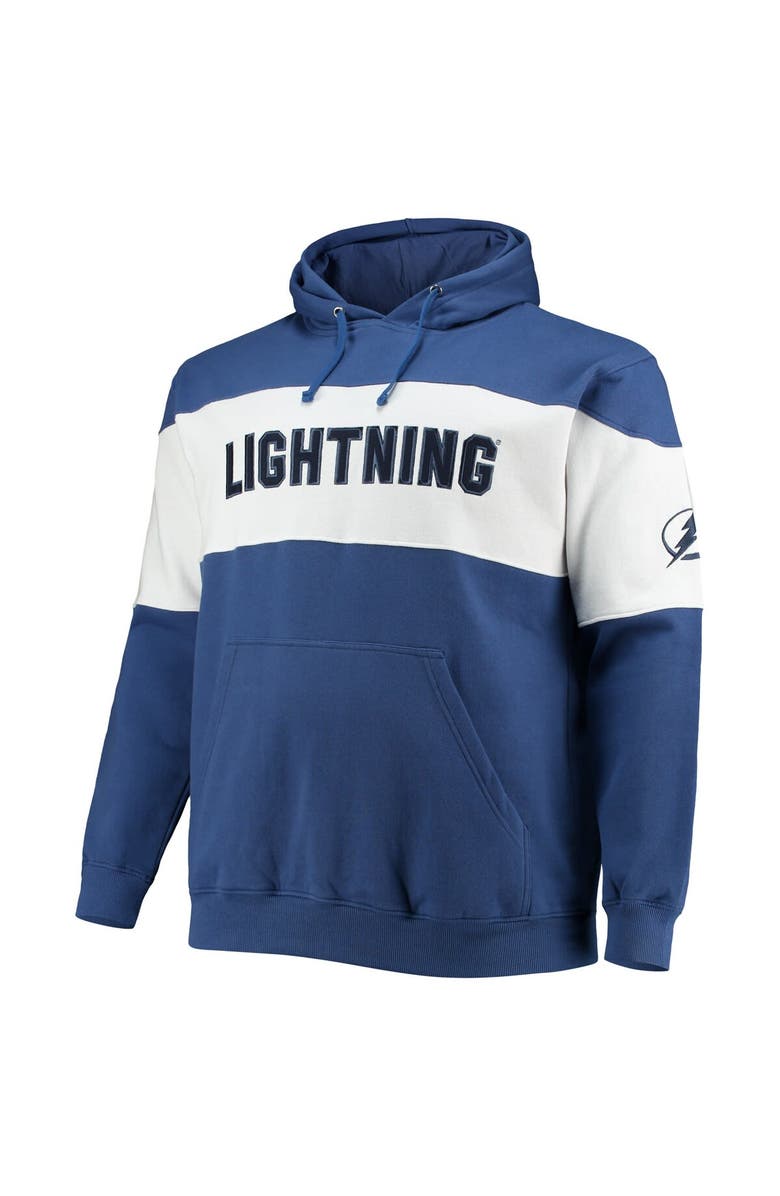 FANATICS Men's Fanatics Branded Blue/White Tampa Bay Lightning Big & Tall Colorblock Fleece Hoodie, Alternate, color, 