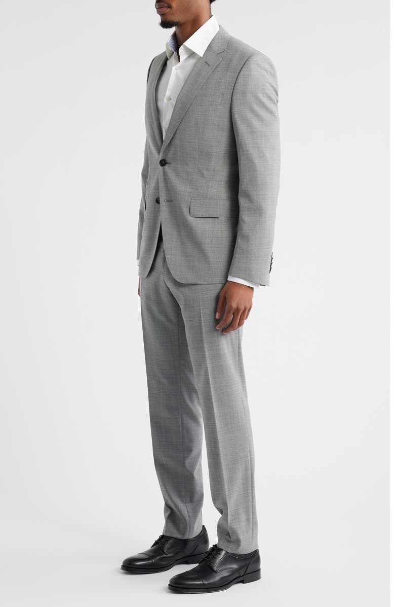 BOSS Huge Slim Fit Grey Mélange Suit, Alternate, color, Silver