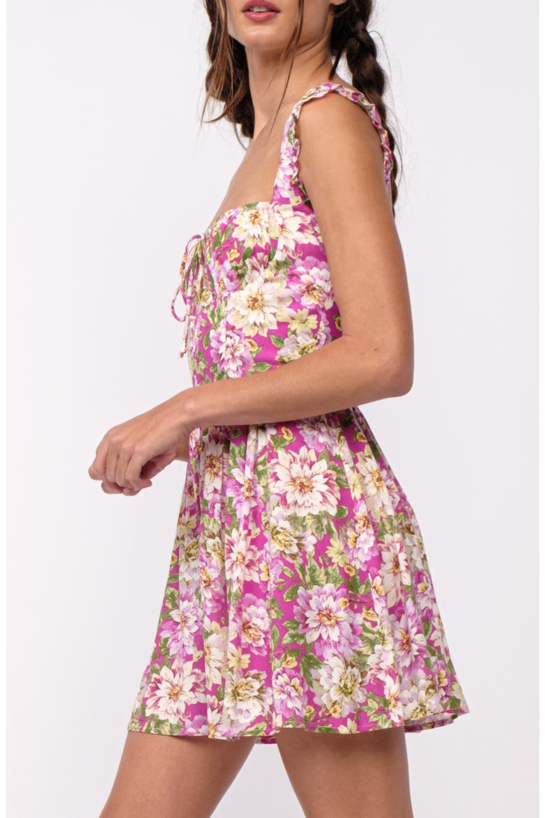 Floral Tie Back Fit & Flare Minidress, Alternate, color, PINK