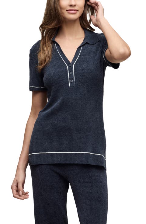 CozyChic® Ultra Lite® Contrast Stripe Rib Polo