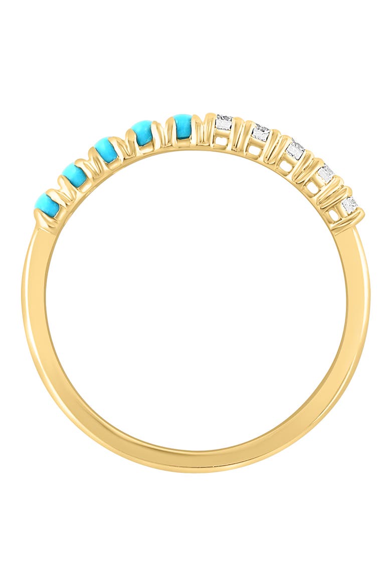 14K Yellow Gold Diamond Turquoise Ring - 0.14 ctw., Alternate, color, BLUE
