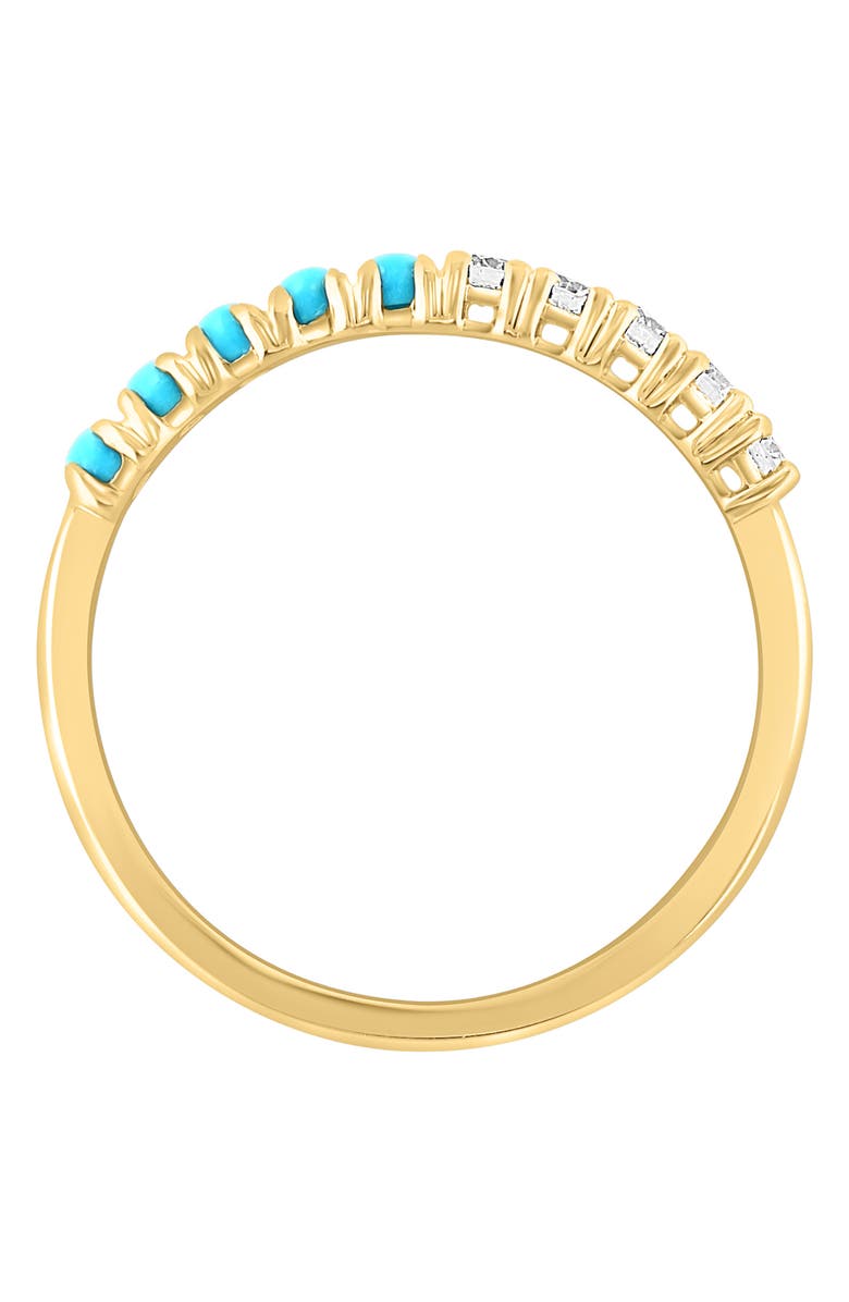 EFFY 14K Yellow Gold Diamond Turquoise Ring - 0.14 ctw., Alternate, color, Blue