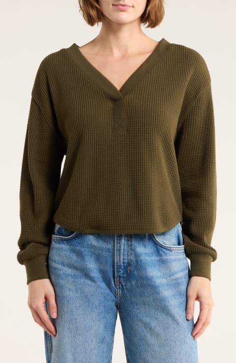 Brushed Waffle V-Neck T-Shirt