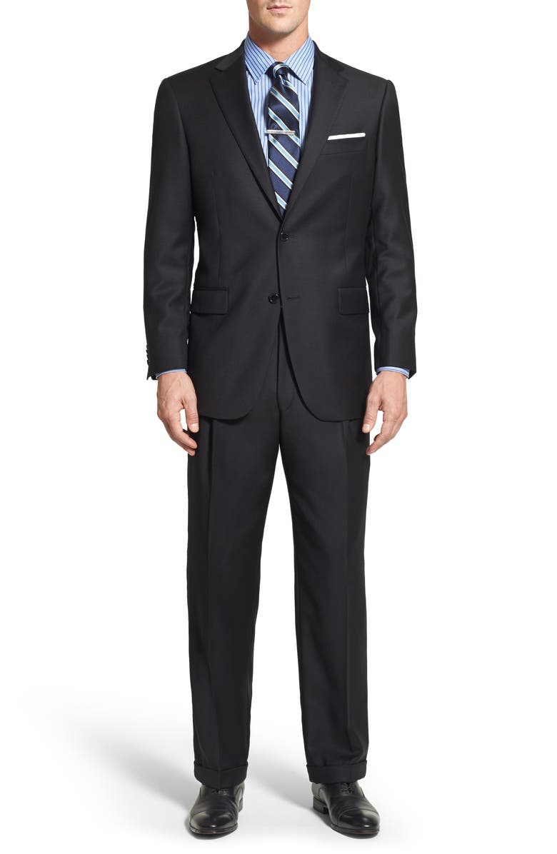 Hart Schaffner Marx Chicago Classic Fit Black Wool Suit, Main, color, 