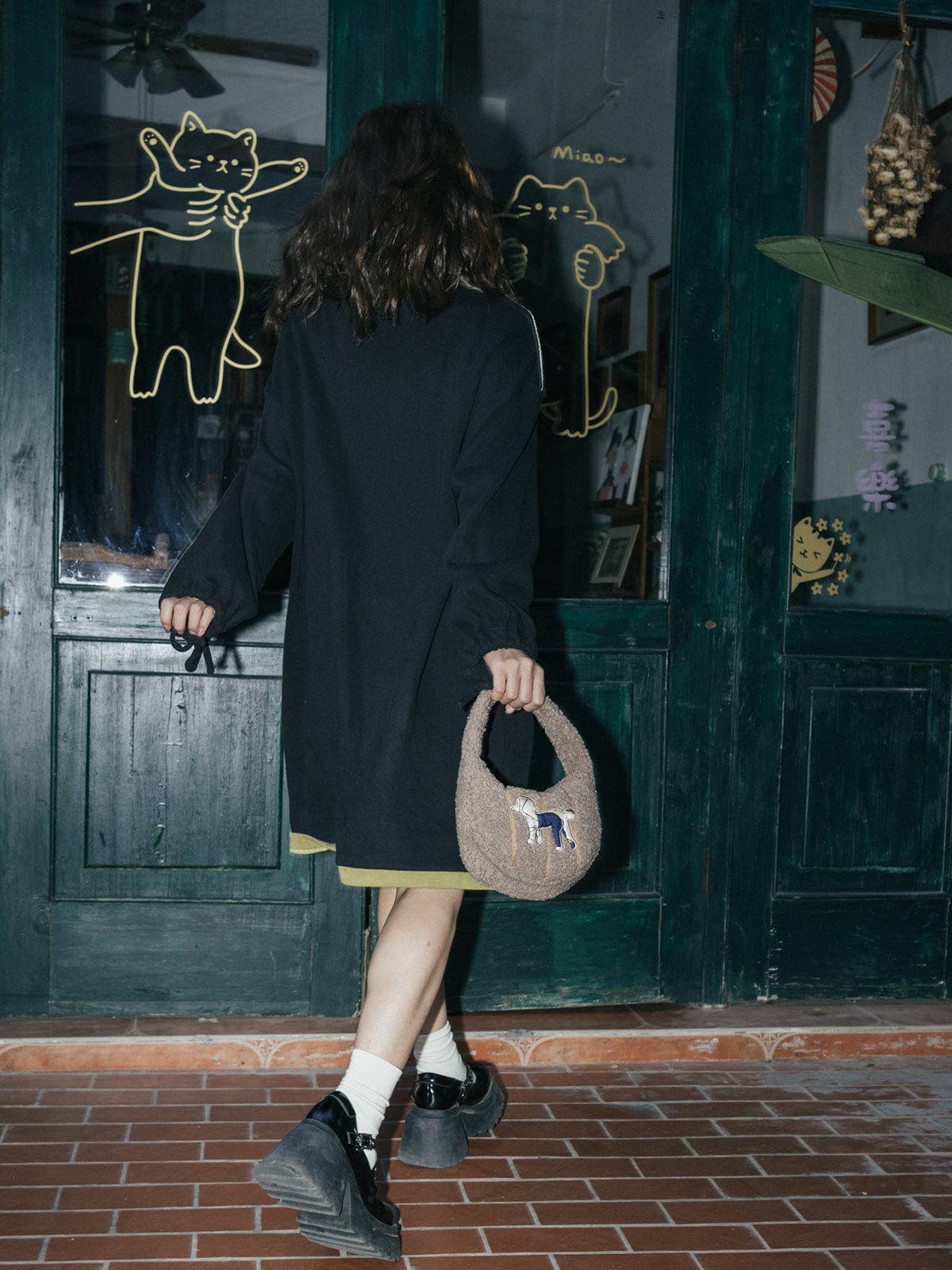"Pan Pan" Half Moon Shearling Bag, Alternate, color, Taupe