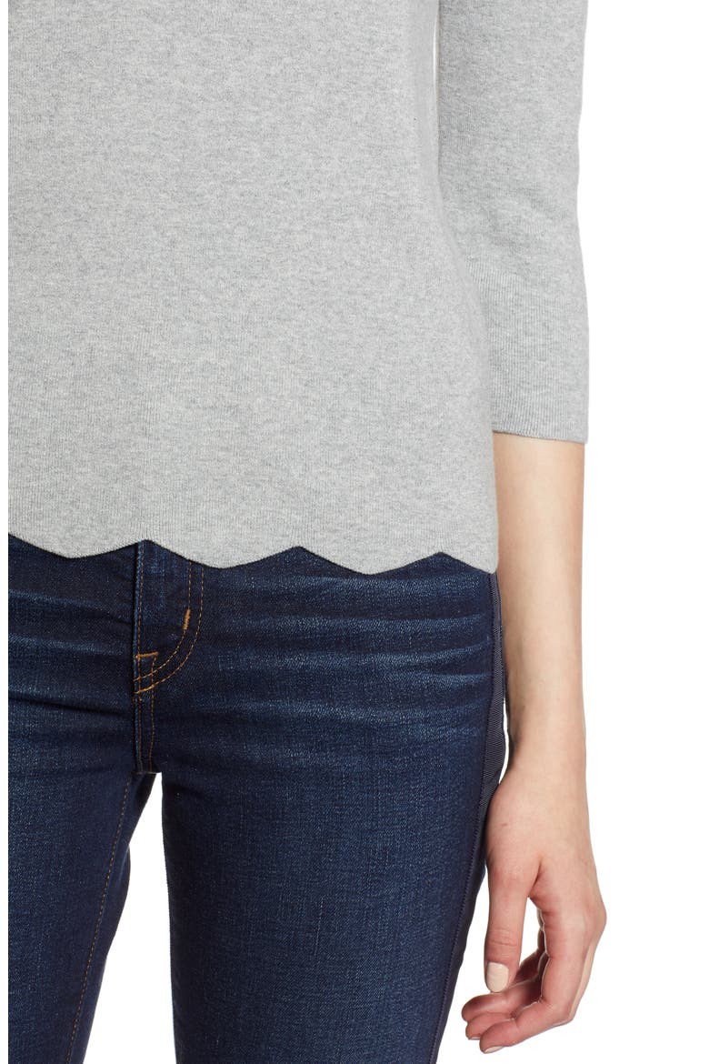 Halogen Scallop Edge Sweater, Alternate, color, GREY HEATHER