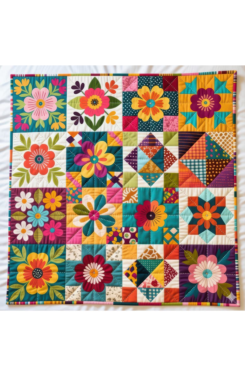 Sunsout Quilted Flowers 500 piece Jigsaw Puzzle for Adults, Alternate, color, Multicolor