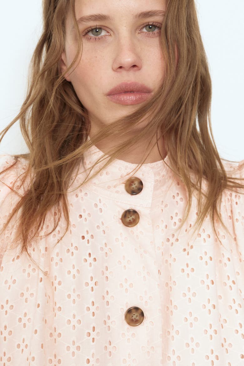 Broderie Anglaise Cotton Jacket, Alternate, color, Light pink