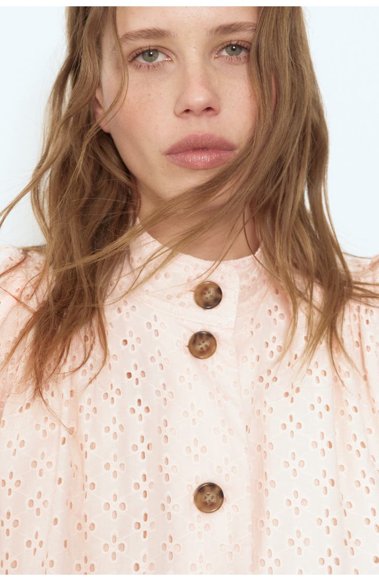 H&M Broderie Anglaise Cotton Jacket, Alternate, color, Light Pink