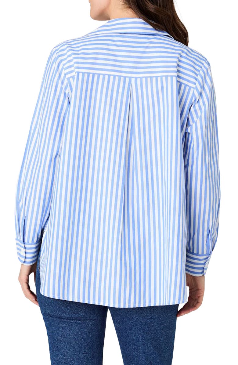 French Connection Stripe Relaxed Popover Shirt, Alternate, color, Blue/ Linen White