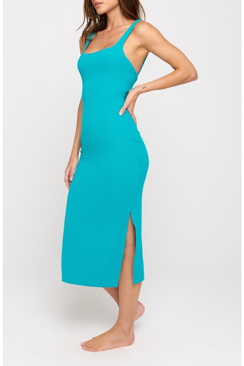 Valerie Twist Back Stretch Modal Rib Dress, Alternate, color, SURF