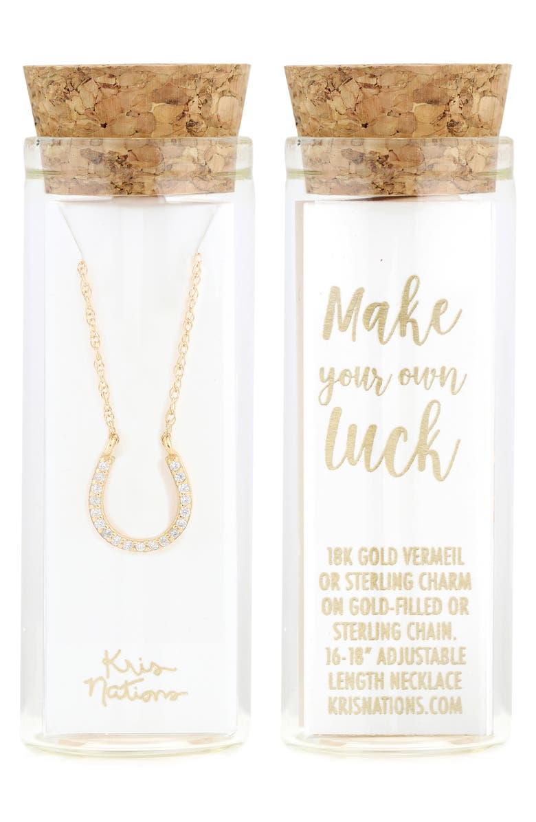 Kris Nations Horseshoe Pavé Charm Necklace, Alternate, color, 