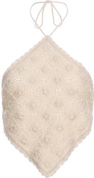 Agua Bendita Flower Harvest Cotton Knit Crop Cover-Up Top