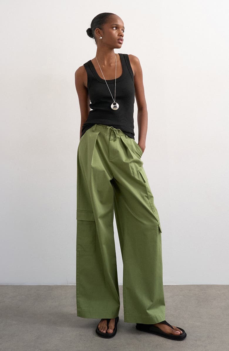 Topshop Scoop Neck Stretch Cotton Rib Tank, Alternate, color, 