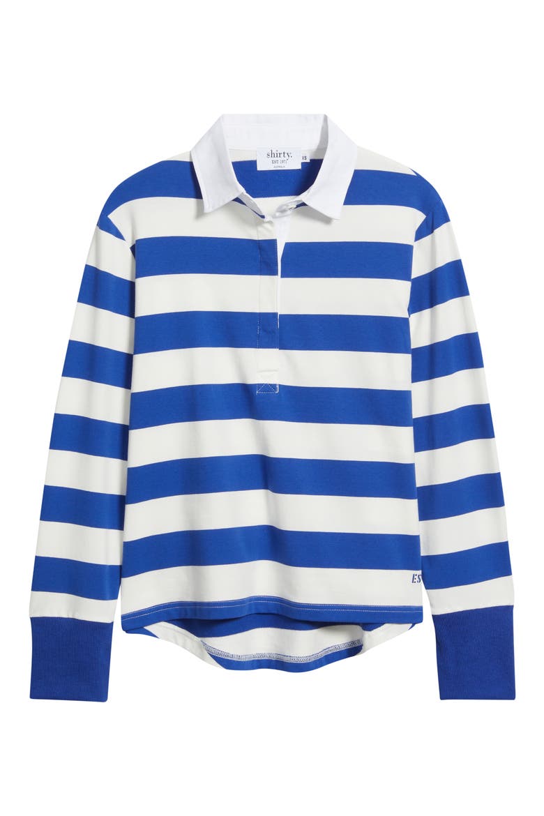 Rugby Stripe Cotton Sweatshirt, Alternate, color, AZURE BLUE STRIPE