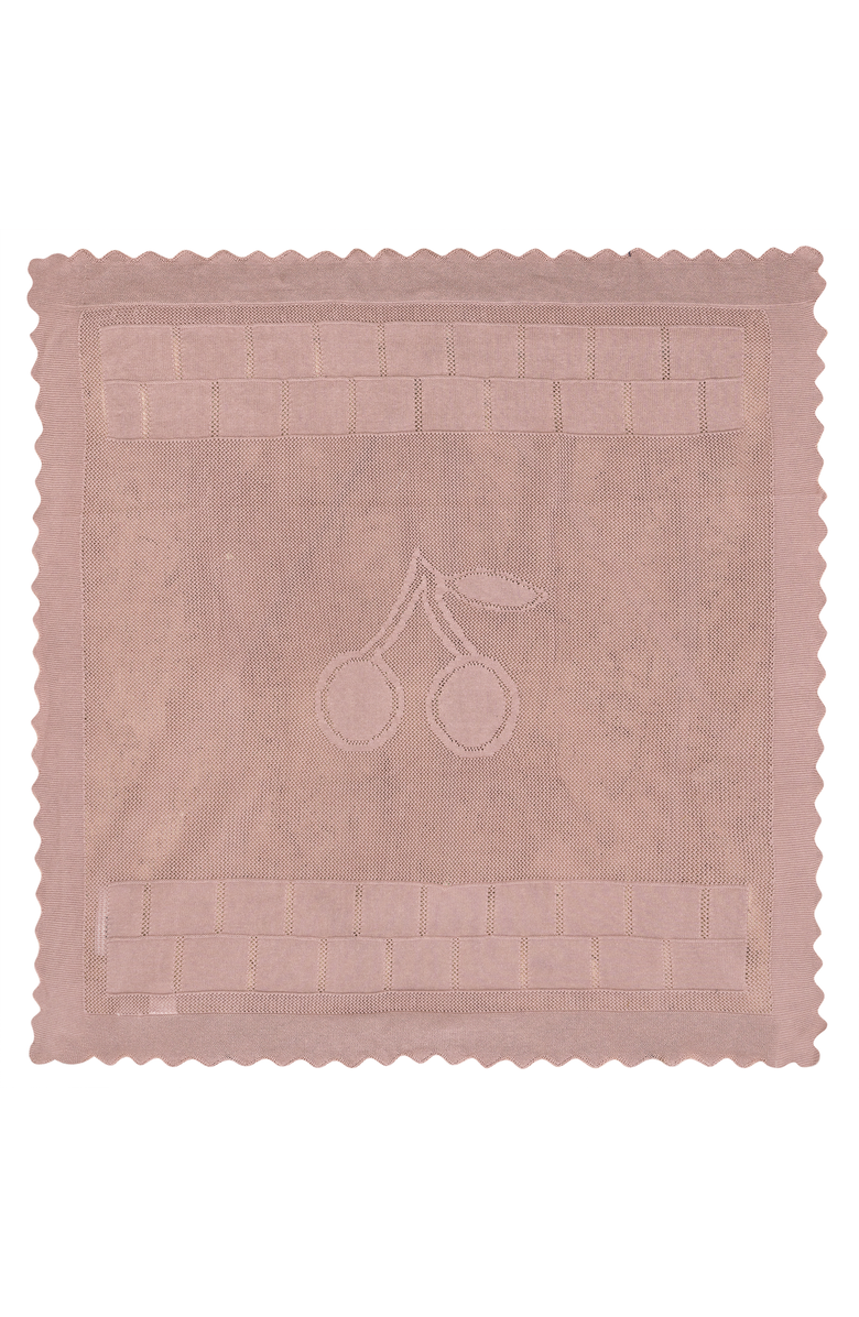 Little Fragile Cherry Print Lace Knit Blanket, Main, color, Mauve
