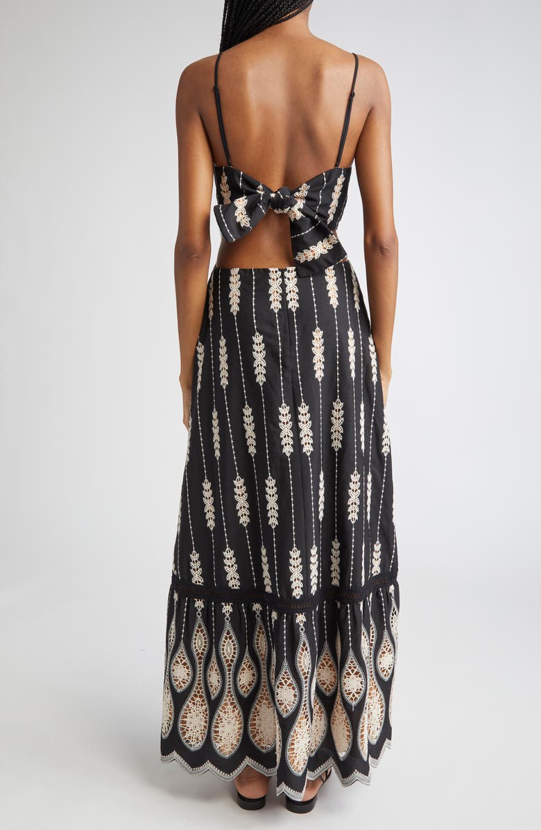 Johanna Ortiz Nostalgica Embroidered Maxi Dress, Alternate, color, Black / Ecru
