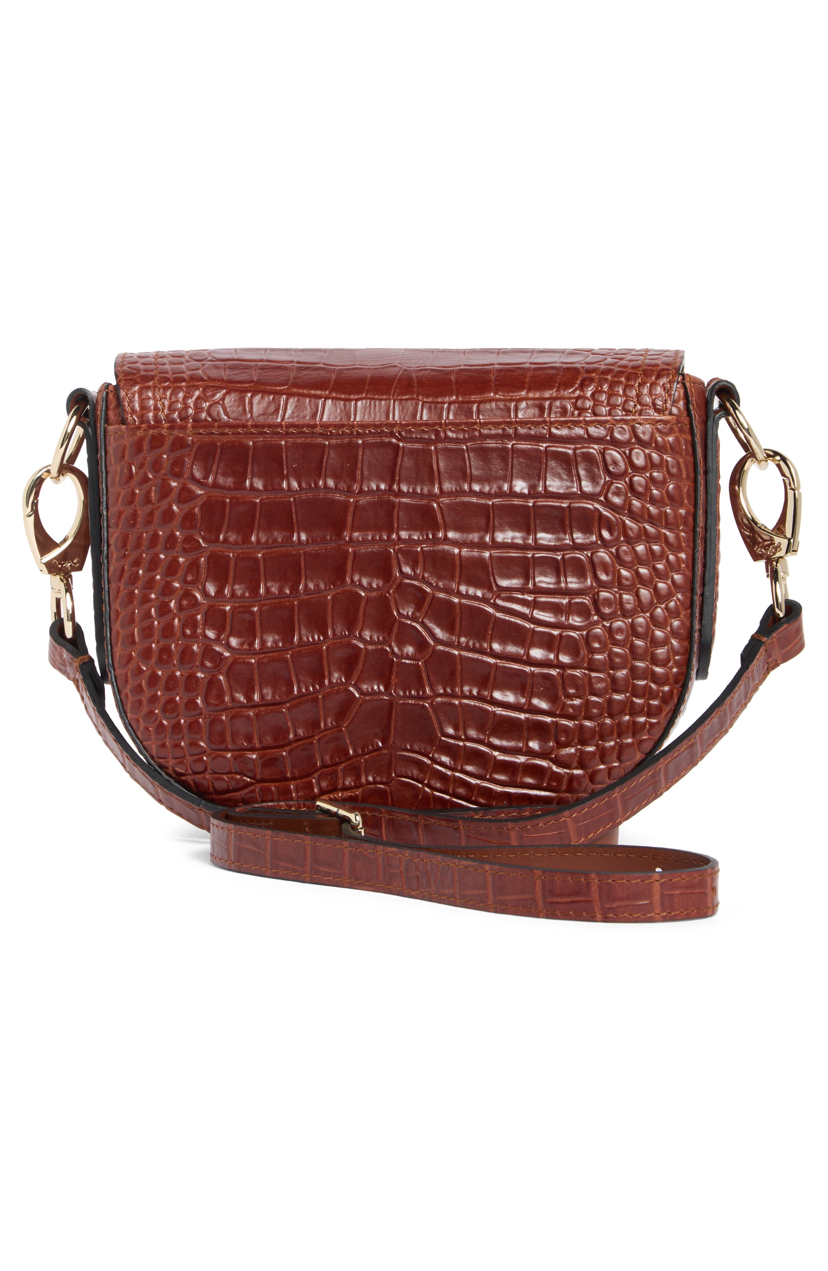 Longchamp Cavalcade Croc Embossed Small Crossbody Bag, Alternate, color, Cognac