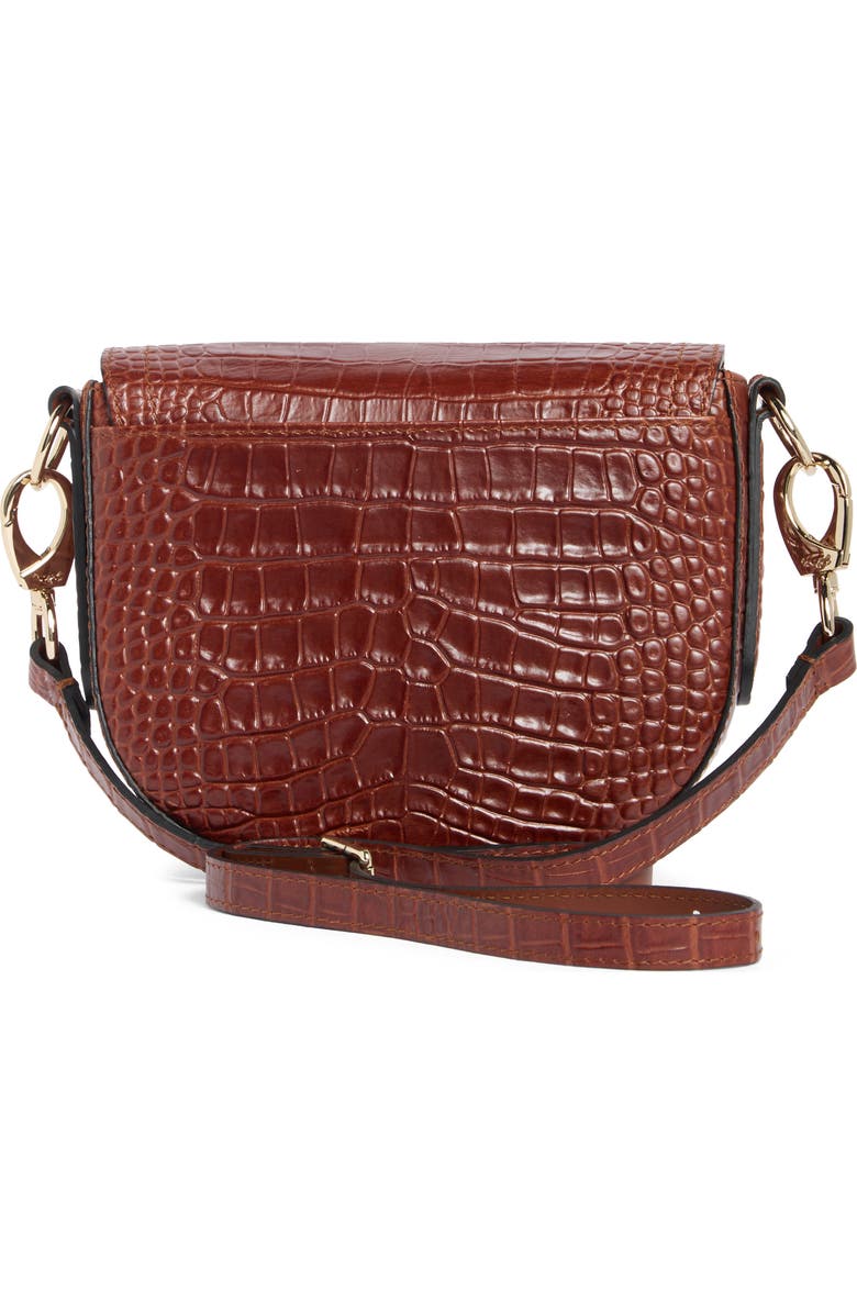 Longchamp Cavalcade Croc Embossed Small Crossbody Bag, Alternate, color, Cognac