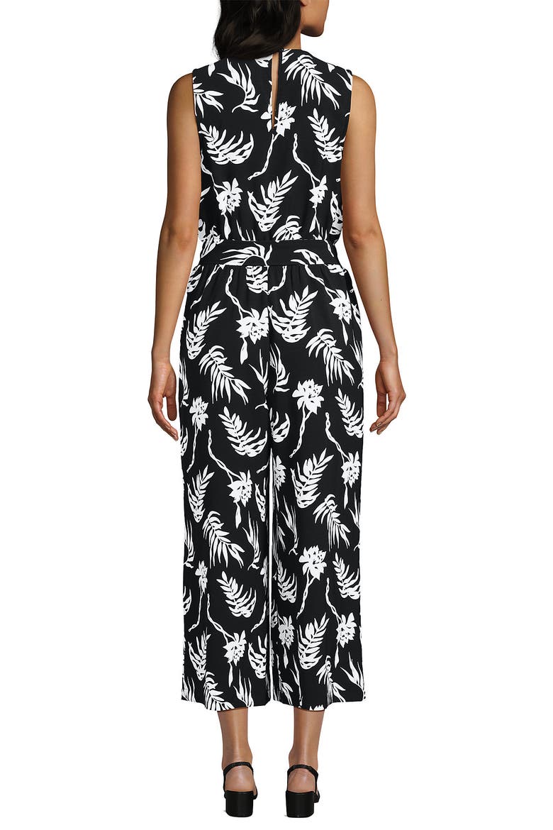 Sleeveless Creaseless Wrap Jumpsuit, Alternate, color, Black Tropic Floral