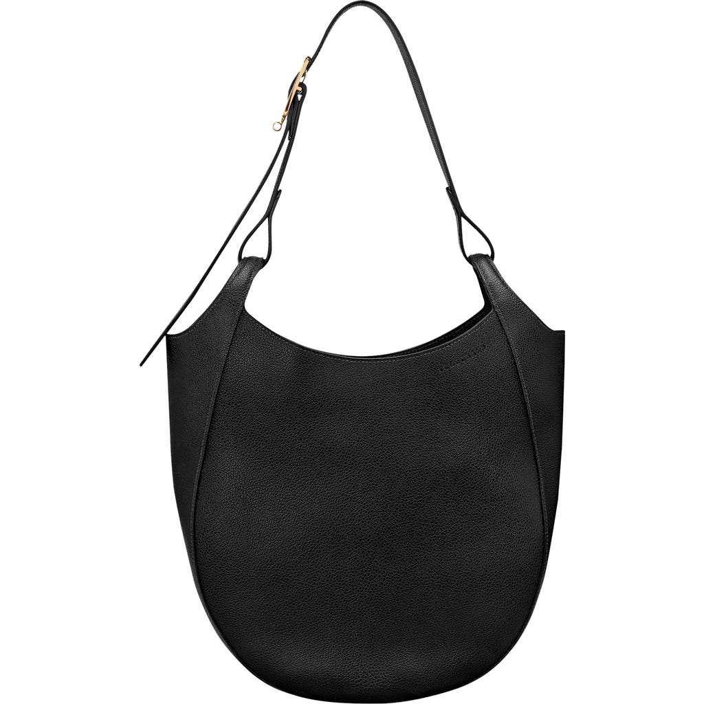 Longchamp Large Le Foulonne Leather Hobo Bag In Black
