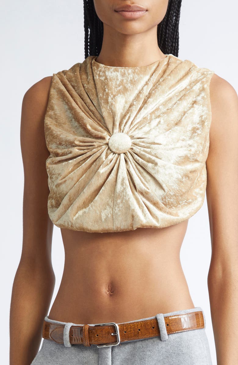 JULIE KEGELS Tilda Velvet Cushion Crop Top, Alternate, color, Gold