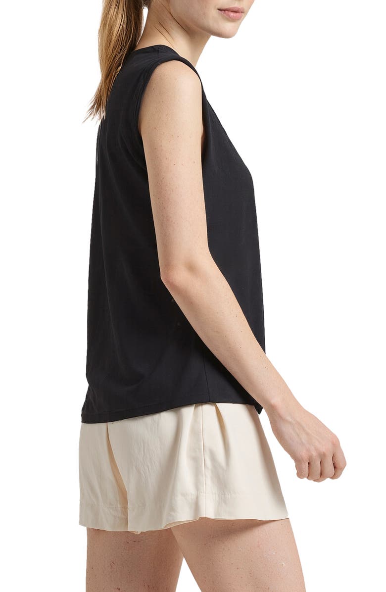 Three Dots Kimberly Cotton Jersey Muscle Tank, Alternate, color, Black Beauty