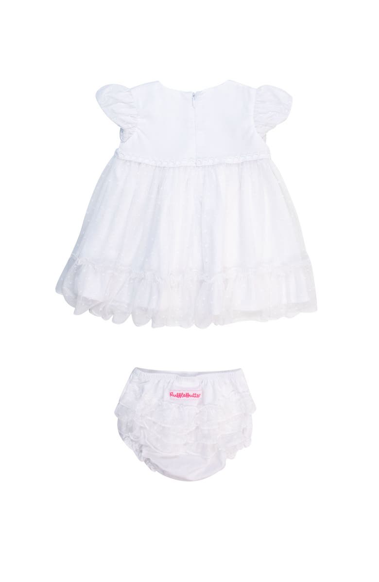 RuffleButts Baby Girls Dotted Tulle Dress & RuffleButt Set, Alternate, color, White