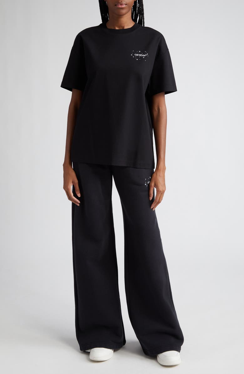 Off-White Bling Stars Arrow Wide Leg Cotton Sweatpants, Alternate, color,