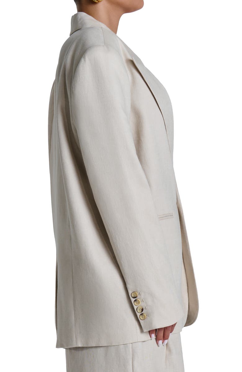 Naked Wardrobe Oversize Linen Blazer, Alternate, color, Dark Beige