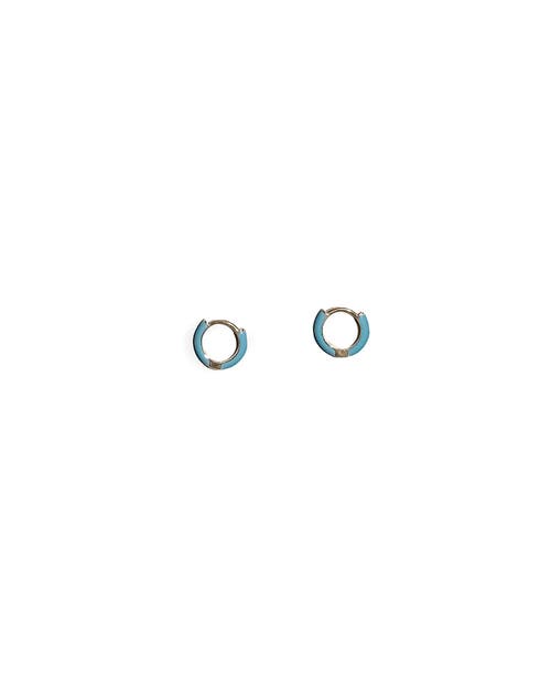 FRY POWERS Enamel Huggie Earrings in Cloudless Sky Blue 