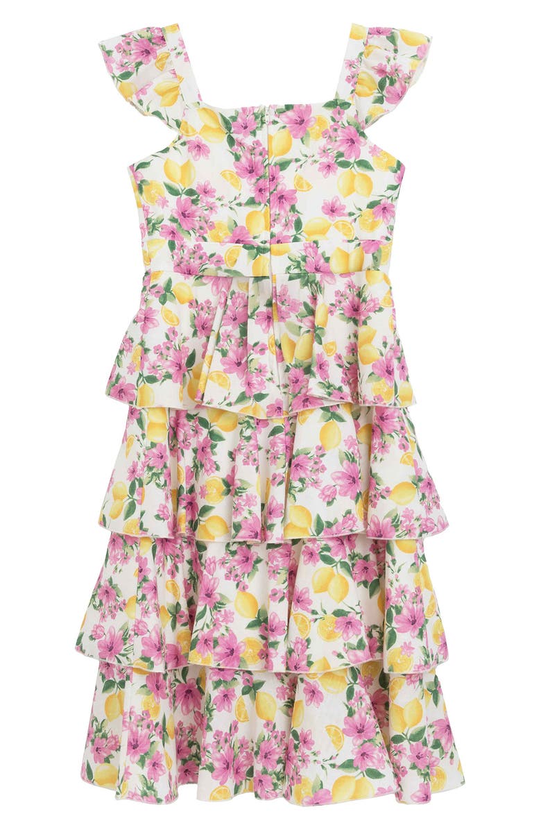 Speechless Kids' Floral Tiered Maxi Dress & Sunglasses Set, Alternate, color, Ivory/Pink Jm