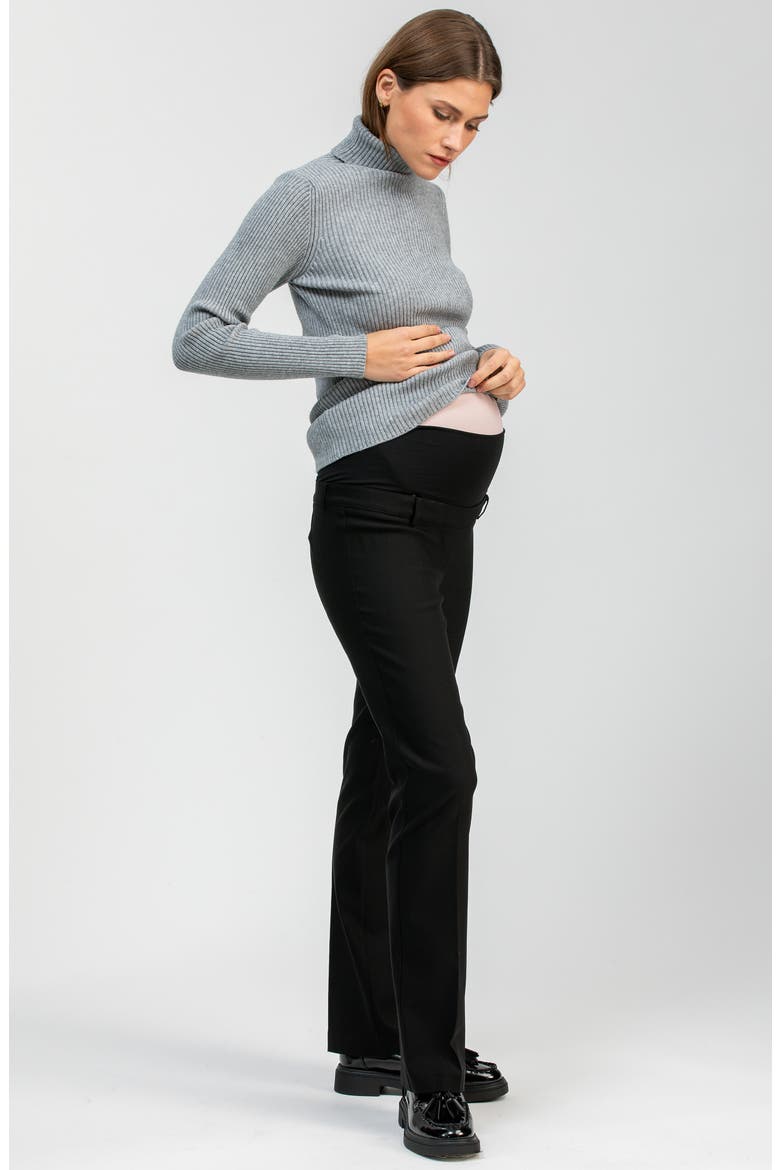 Prince Over the Bump Straight Leg Maternity Pants, Alternate, color, BLACK