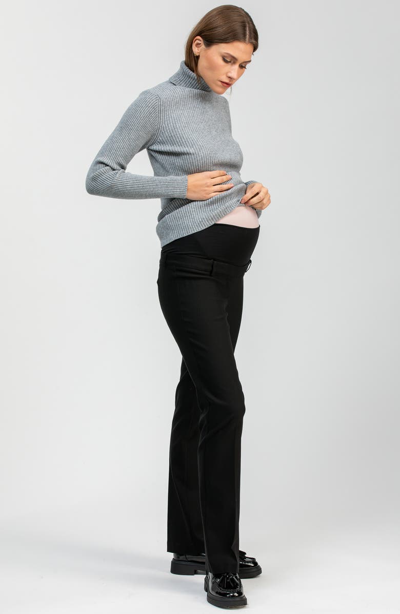 PIETRO BRUNELLI MATERNITY Prince Over the Bump Straight Leg Maternity Pants, Alternate, color, Black