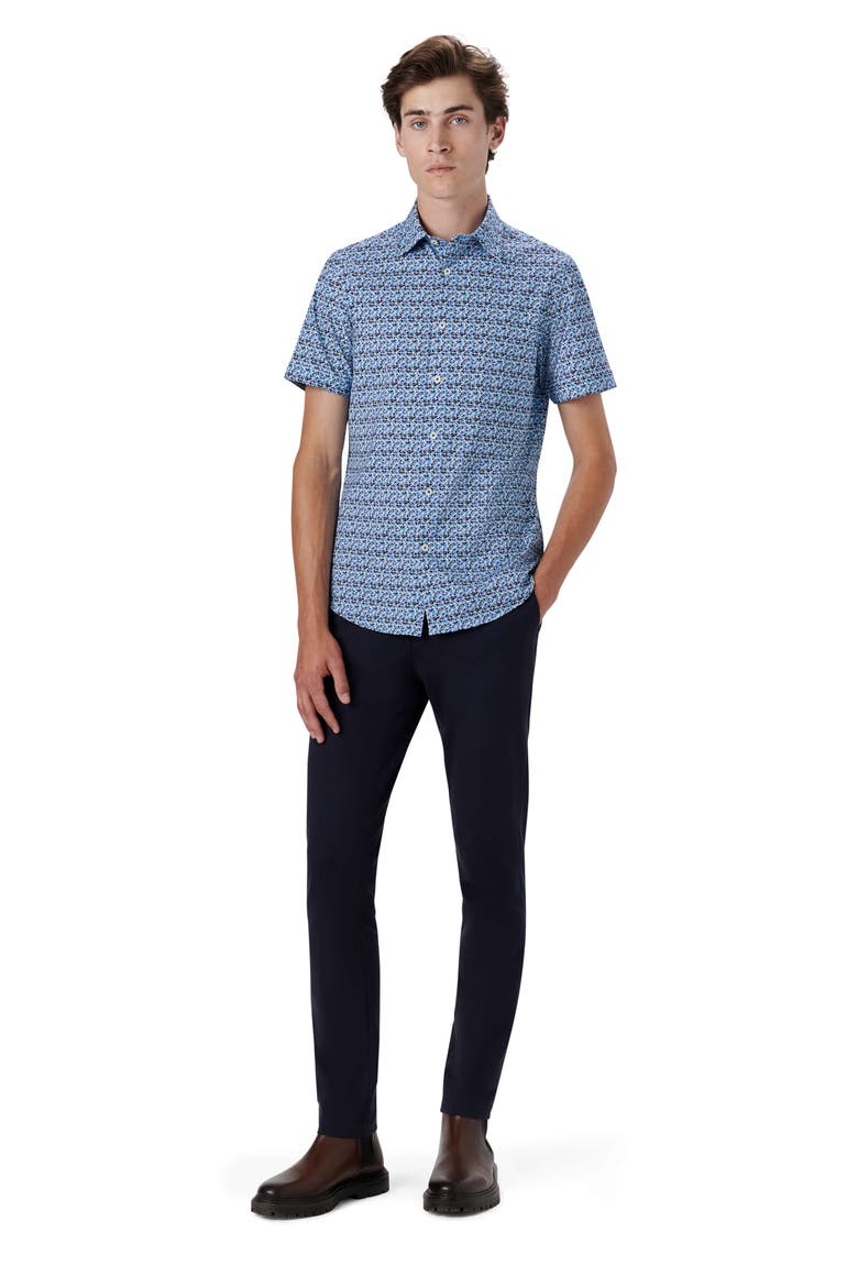 OoohCotton® Button-Up Short Sleeve Shirt, Alternate, color, CLASSIC BLUE